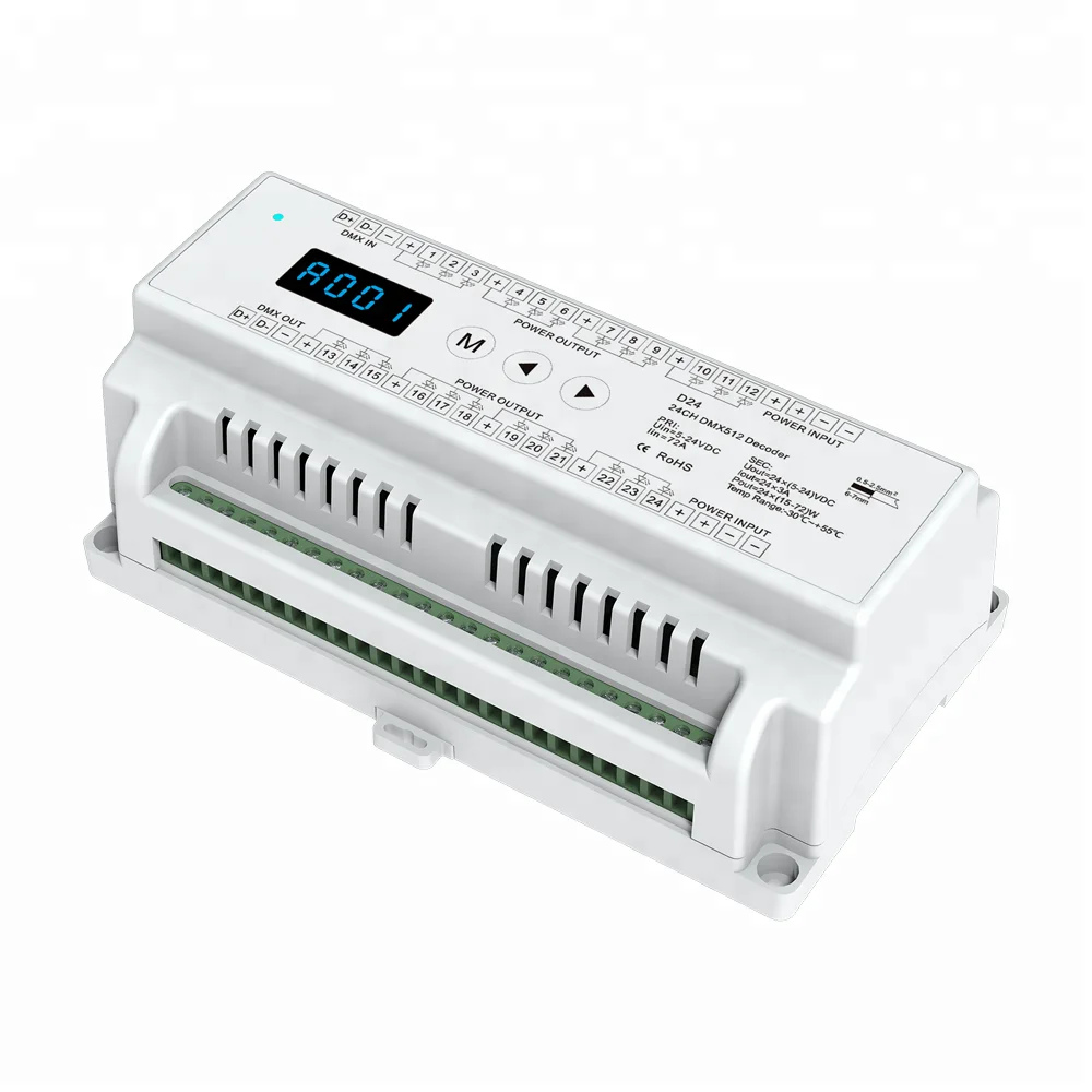 SKYDANCE D24 24 канала 60 А постоянное напряжение rdm dmx декодер DIN-рейка DMX512 светодиодный контроллер Диммер