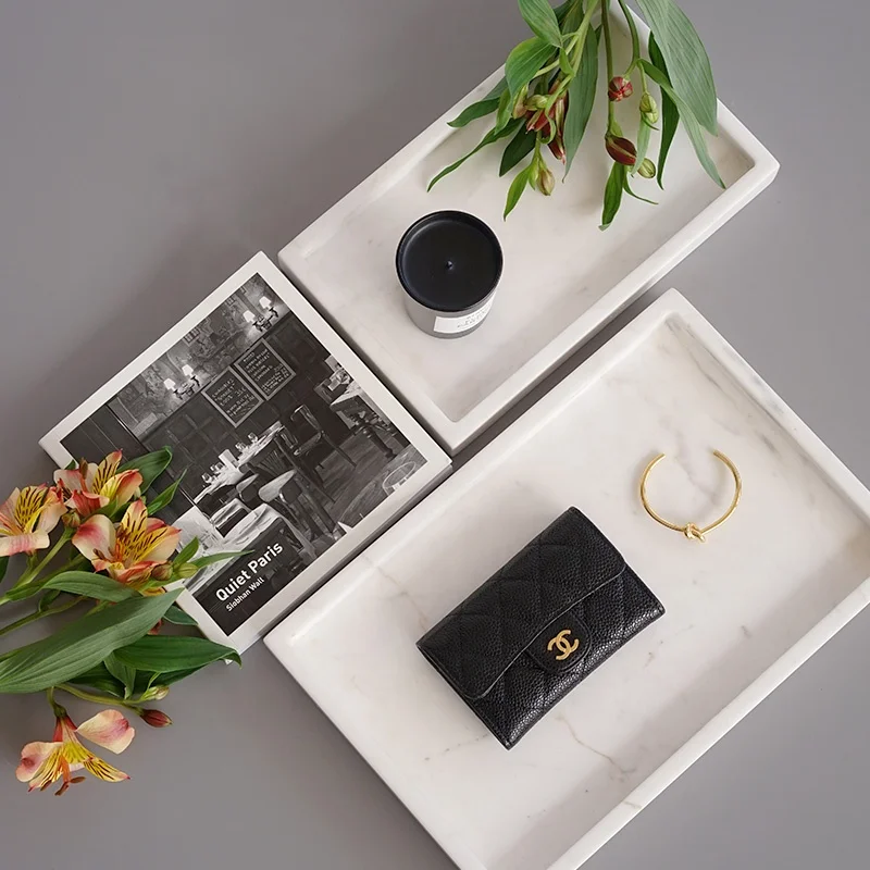 
Factory Sale Marble Stone Tea Serving Tray Marble Food Tray Natural Stone Dinner Plates 