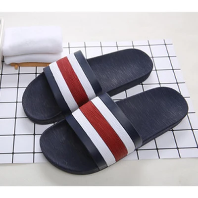 Summer new style couples fashion stripe slippers men bathroom non - slip household slippers women