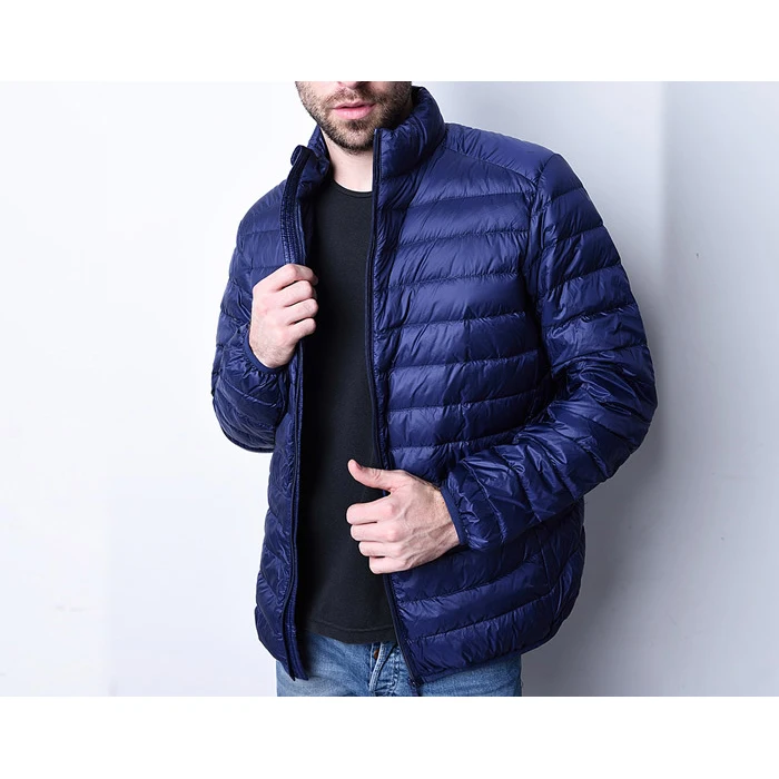 Men 90% Down 10% Feather Content High Quality Ultra Light Long Sleeve White Duck Down Jacket