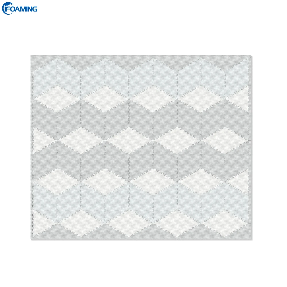 
Stylish Interlocking Rhombus Puzzle Baby Foam Playmat Grey/White/Cream 
