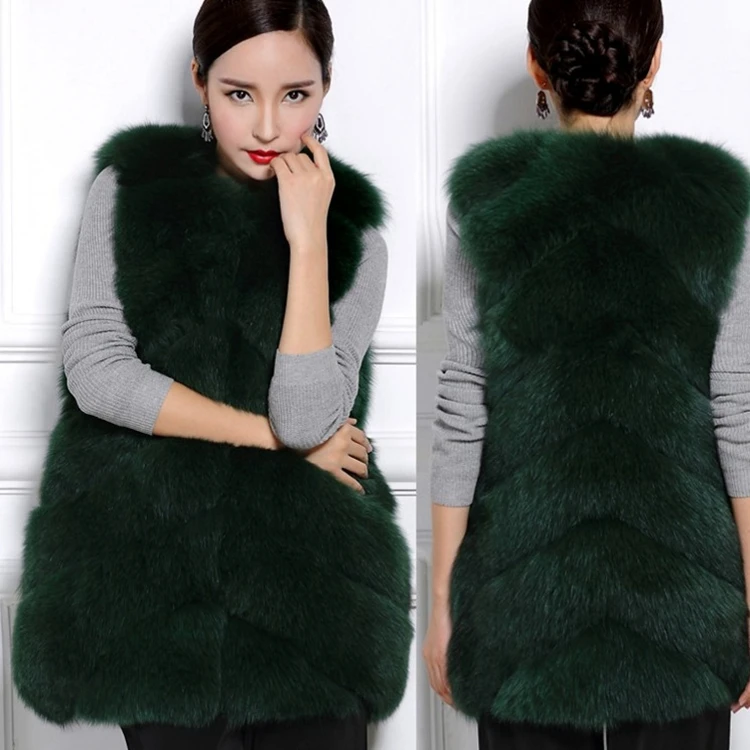 
Latest Design Women Faux Fur Vest Popular Style Colourful Long Fake Fox Fur 