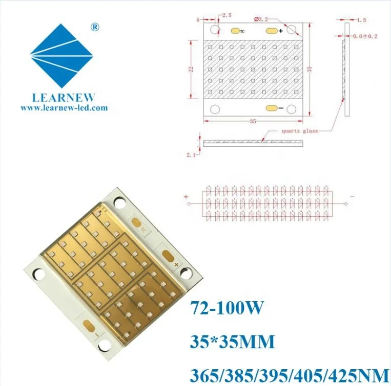 Бесплатный образец обслуживания 395nm uva led chip high power smd led chip 100 Вт uv led chip