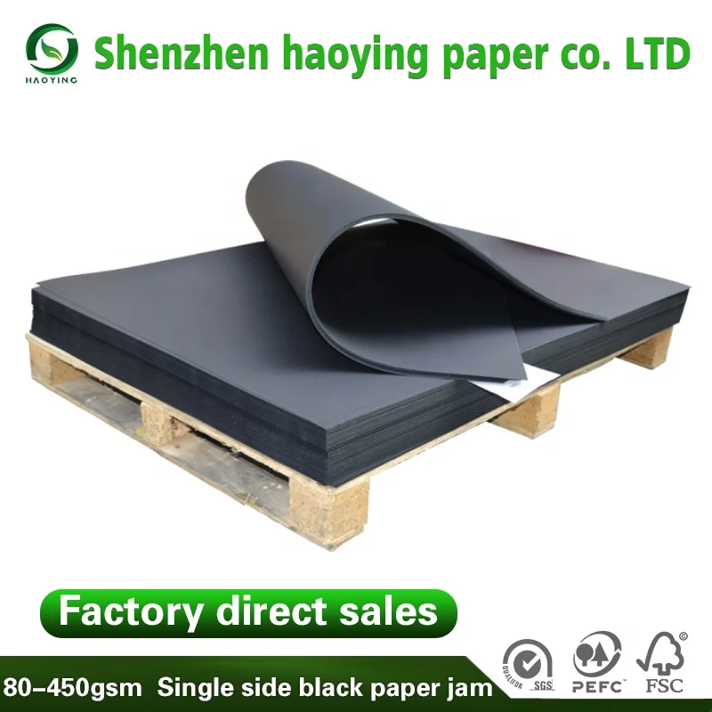 
100% wood pulp 200gsm black cardboard paper for packing box 