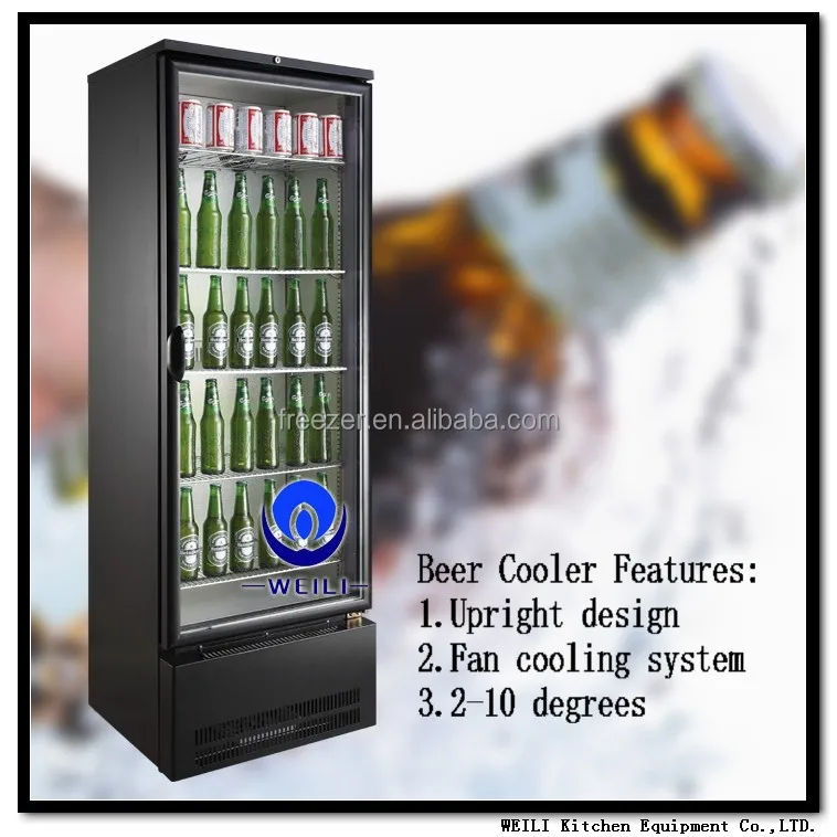 wholesale commercial beer cooler showcase fridge 293L WEILI Brand Upright commercial supermarket refrigerators