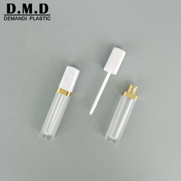 Free sample 5ml square frosted lipgloss tube containers with brush