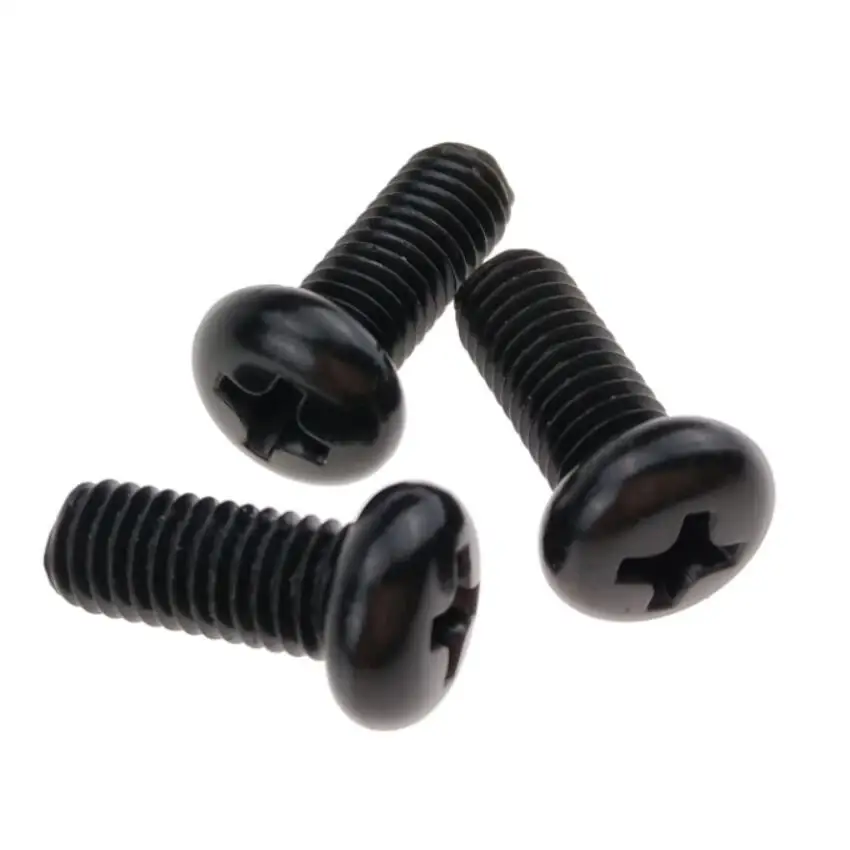 
Pan Head Machine Screws M5 Black Galvanized Steel Flat Point 