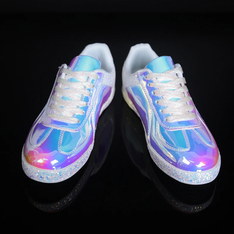 
New Laser Colorful Ladies Casual Shoes Fashion Walking Leather Shoes Women Gowisdom CN;FUJ 1811 Mesh TPR Pu 