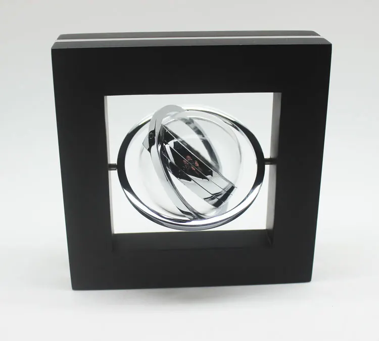 Contemporary Black Wood Frame Desktop Clock with Whirly Clock