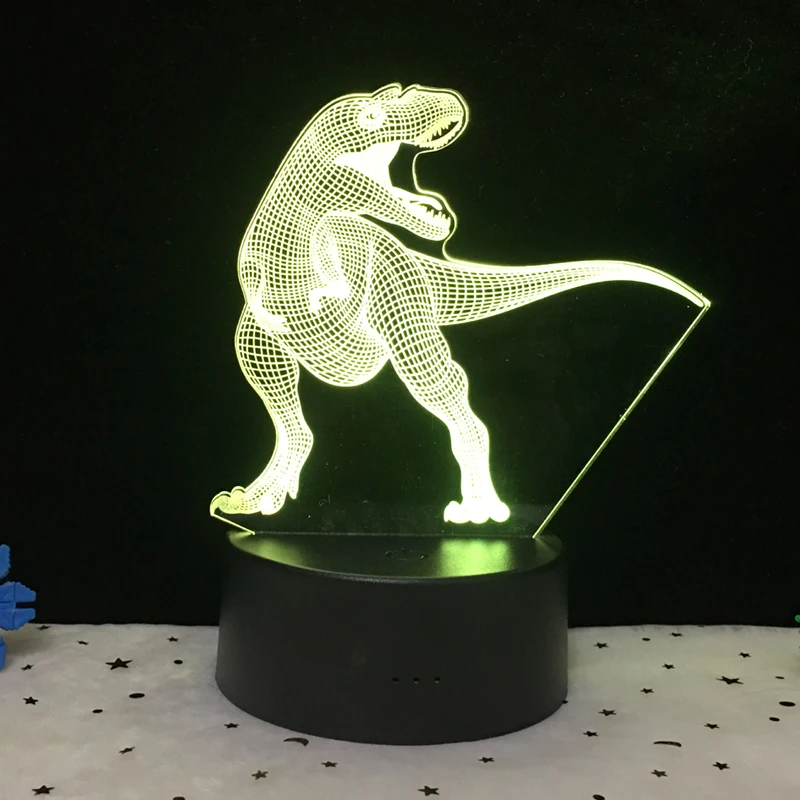 3D лампа в виде динозавра детский подарок ночник 7 светодиодов меняющее цвета освещение настольное украшение модная настольная