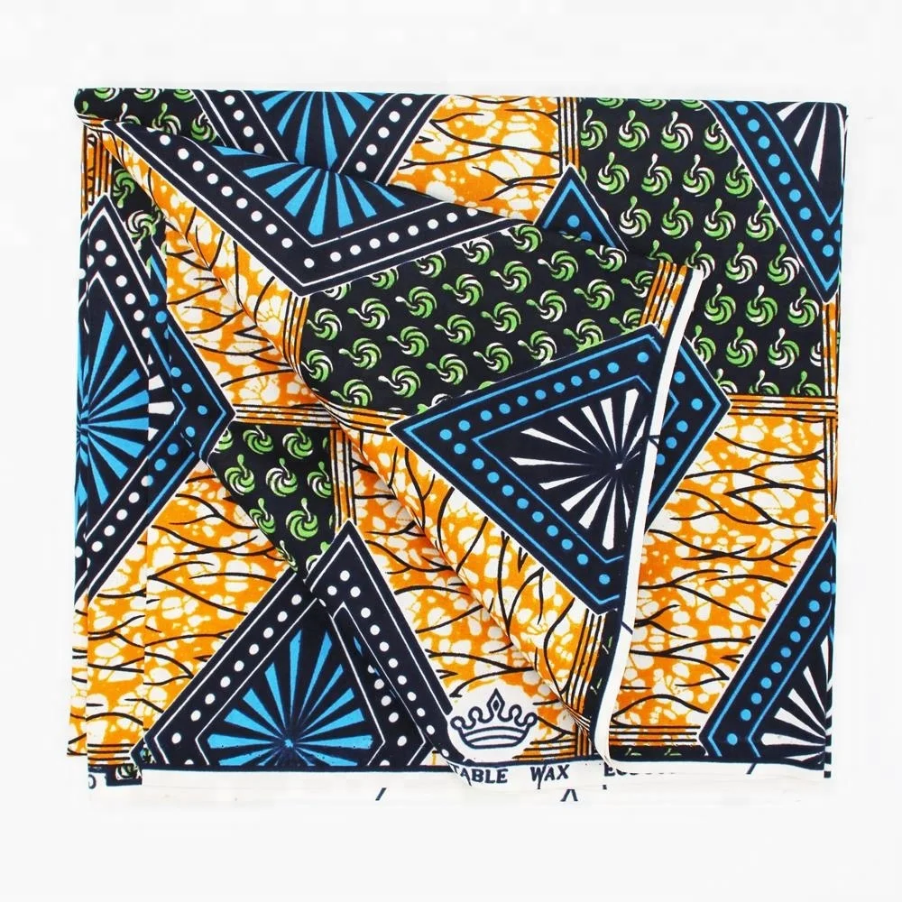 Plain woven 100% cotton capulana wax print fabric