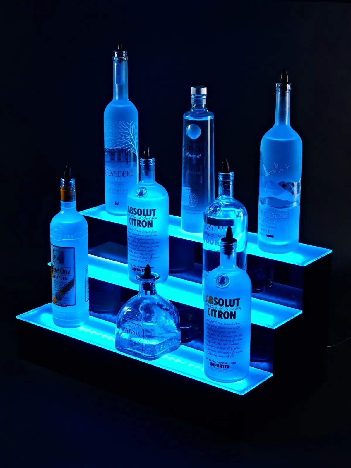 Acrylic NEW Wall Mounted  LED Lighted Liquor Shelf Bottle Display