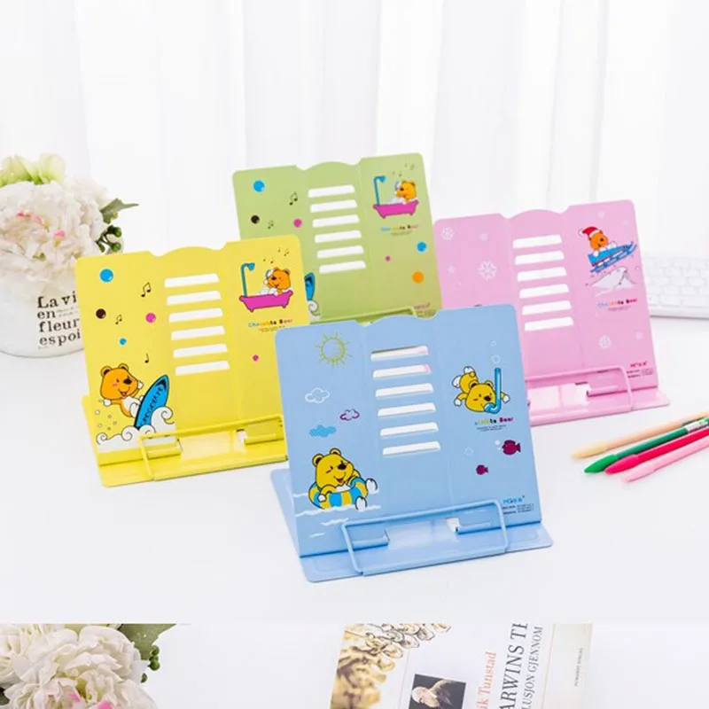 Metal Adjustable Book Pad Holder Stand Music Practice Portable Rack Bookend with Page Clips