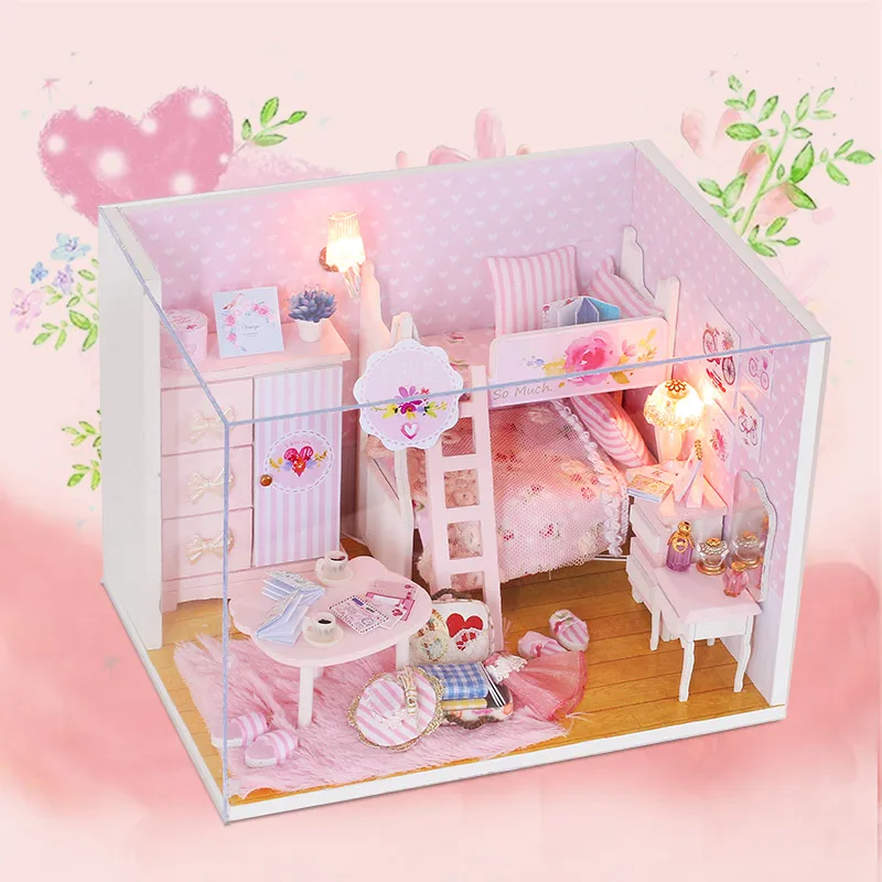 IIECREATE With Light And Music 3D Wooden Dollhouse Furniture Set Kit Dollhouse DIY
