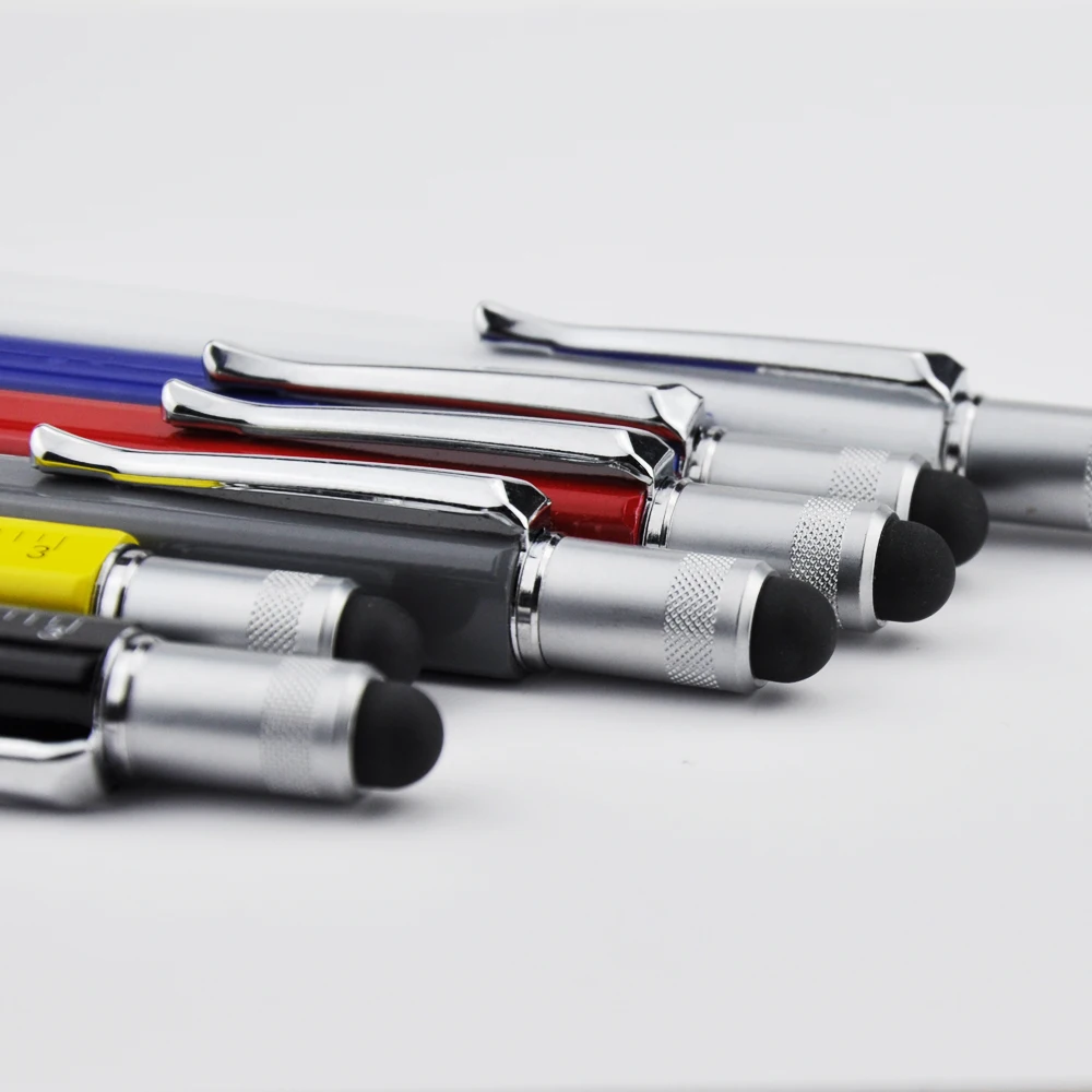 
5 in 1 touch stylus multifunction ballpoint Pen with spirit level ruler multi tool pen 