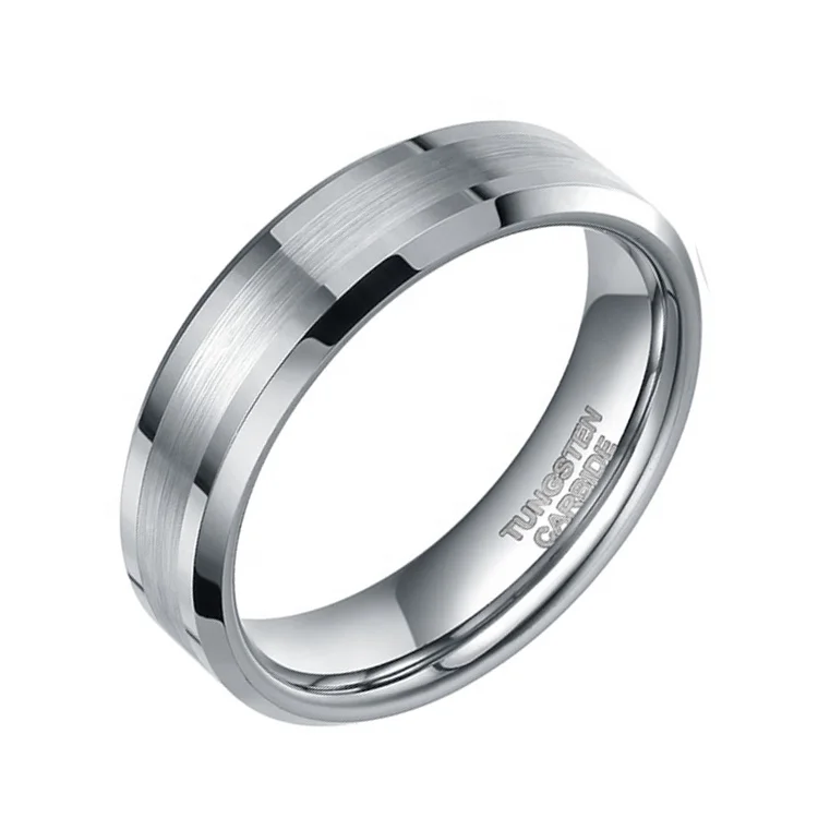 Guangzhou factory wholesale high quality 8mm domed middle brushed tungsten carbide ring