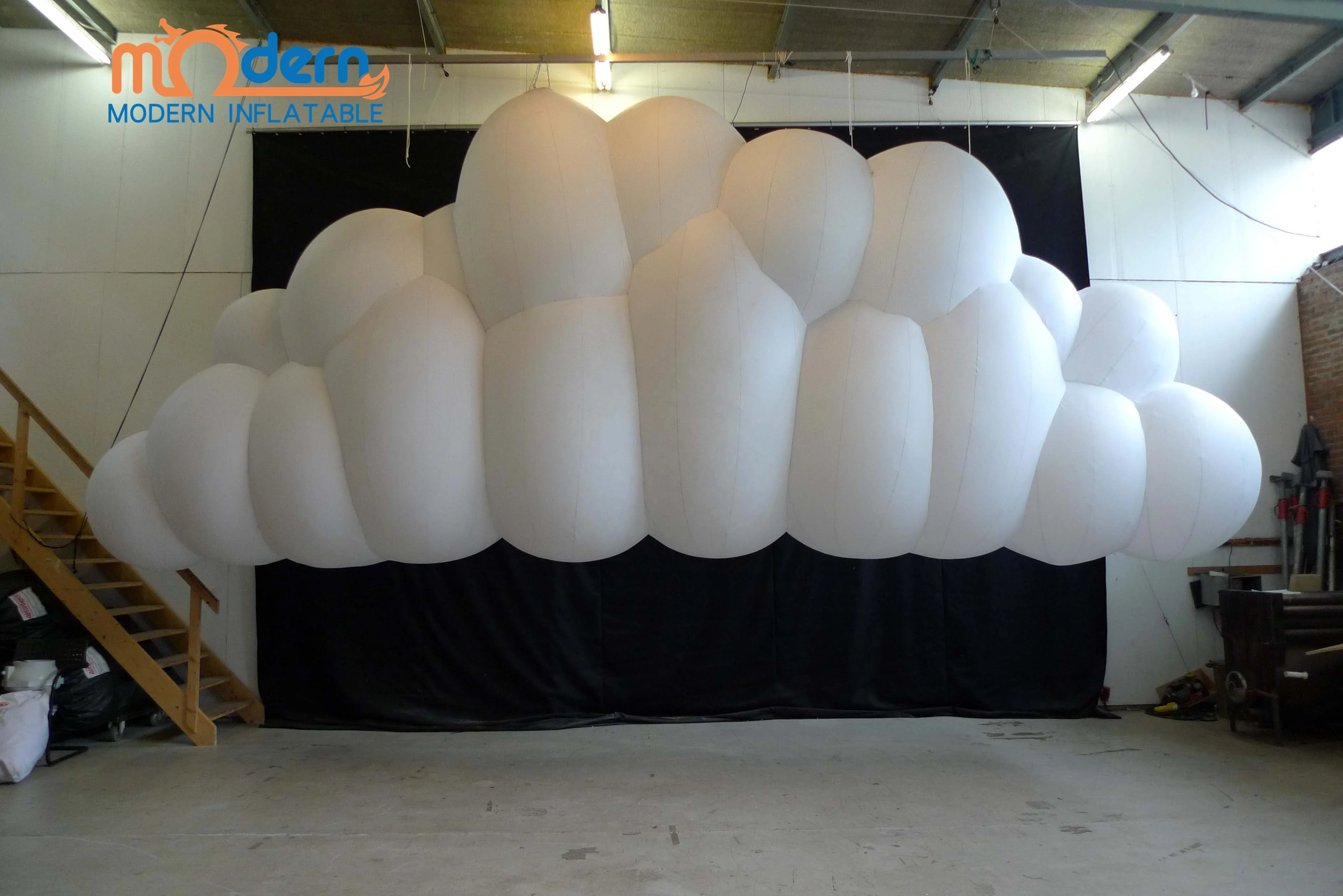 Inflatable Hanging Cloud With Colorful LED For Event Stage Decoration