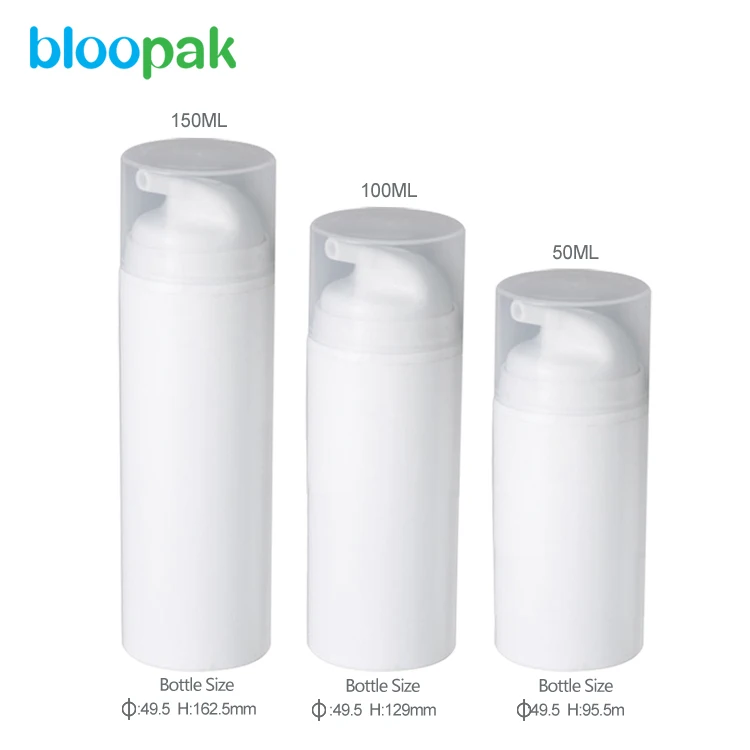  Белая Вакуумная бутылка из полипропилена для косметического очищающего средства 50 мл 100 150