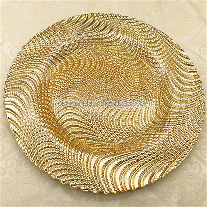 Factory-direct Luxury Cheap Wedding Party Decorative Gold Glass Charger Plate