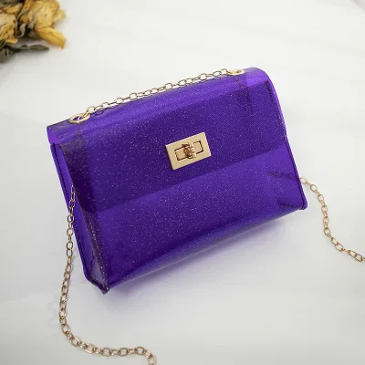 9F146 ladies fashion simple beach mini transparent shoulder chain bags Custom women Jelly crossbody bag