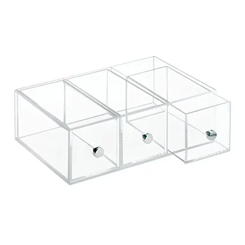 Clear Acrylic 3 Drawers Tea Bag Display Rack Sugar Salt Sweeteners Creamers Holder Coffee Sugar Bag Organizer