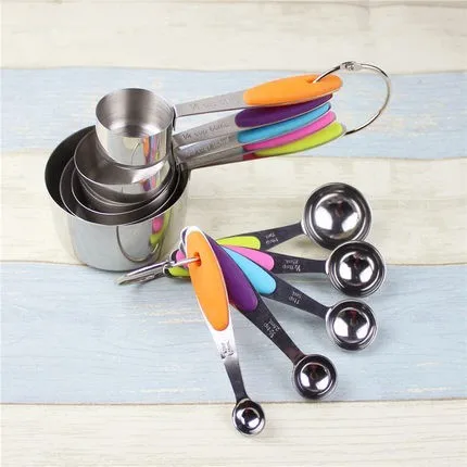Set of 10 Baking Measuring Cups Spoons Set - Wildone Stainless Steel Cups and Magnetic Measuring Spoons Set