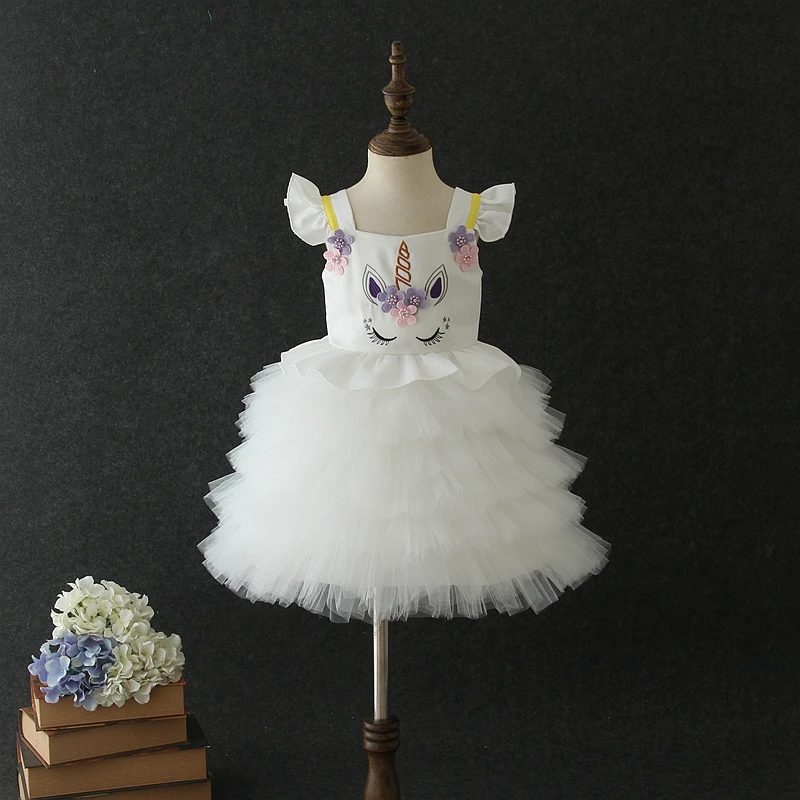 2019 Purple one year old unicorn baby girls purple party wear western birthday tutu dress