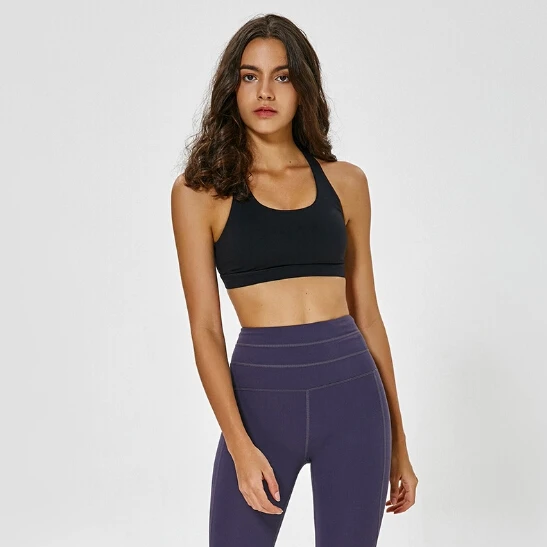 
Custom mesh sexy racer back sports bra for ladies 