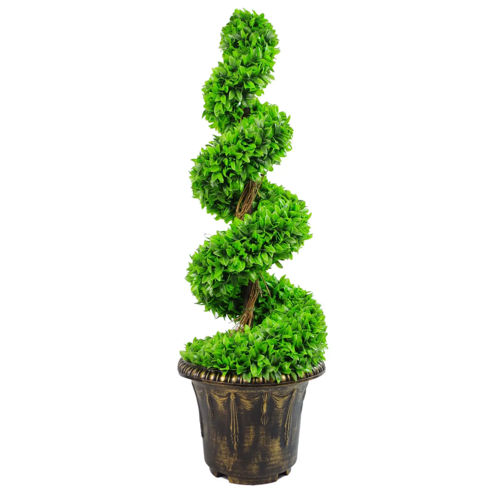China factory UV resistant Green Plastic Artificial Boxwood  Spiral Potted Topiary Trees