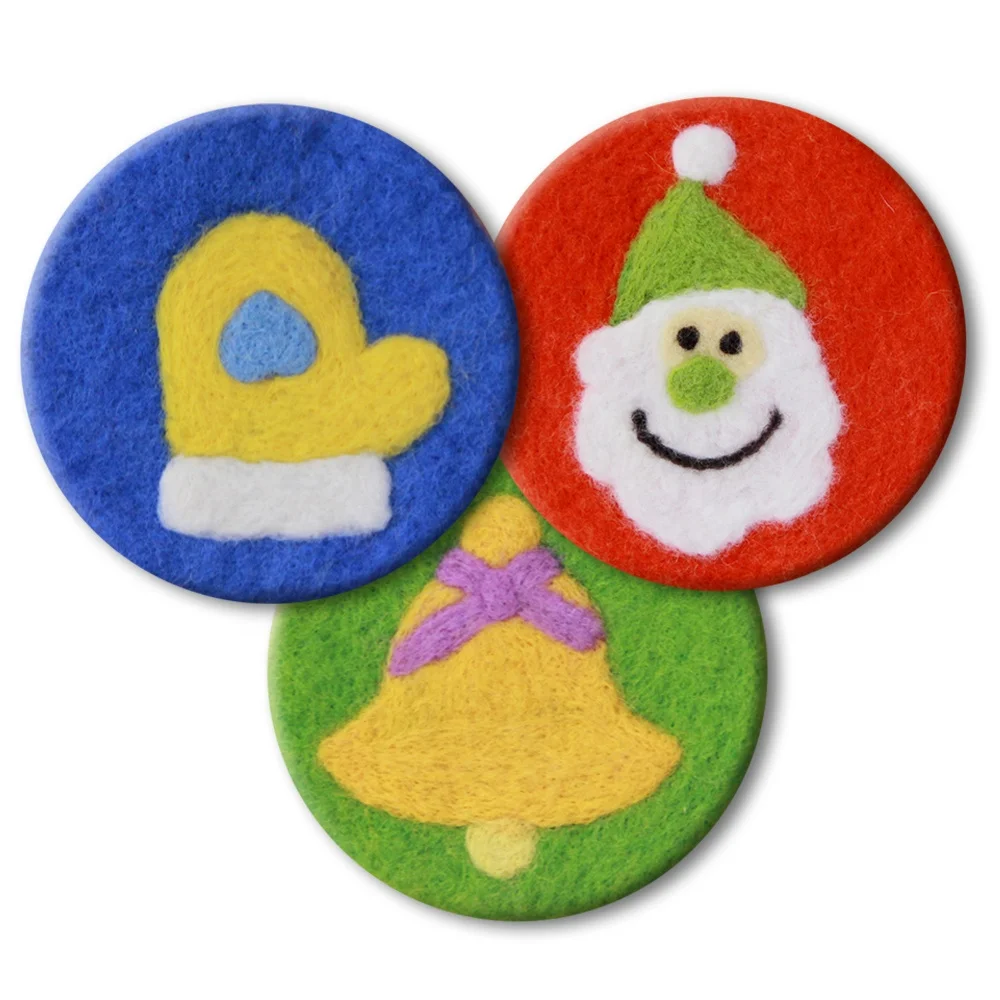 DIY Coasters Cup Mat 3-in-1 Pack Wool Felting Kit Merino Handmade Handicraft Supplies Materials Set