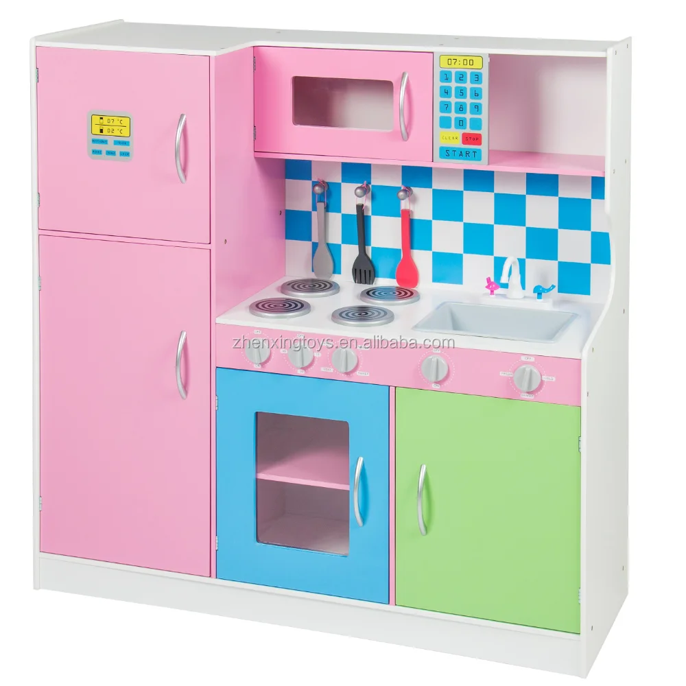 Wooden kids modern miniature kitchen set toy