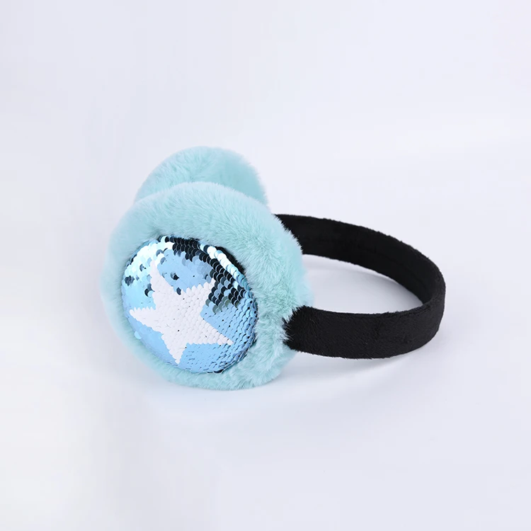 Custom Lovely Fashion Design Sequins Fur Winter Earmuff Keep Warm Ear Muffs Cover