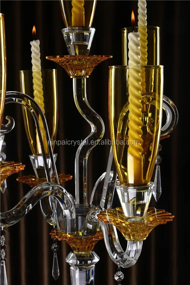 100cm high gold candle hurricane 7 light crystal vovite candle holder for tables