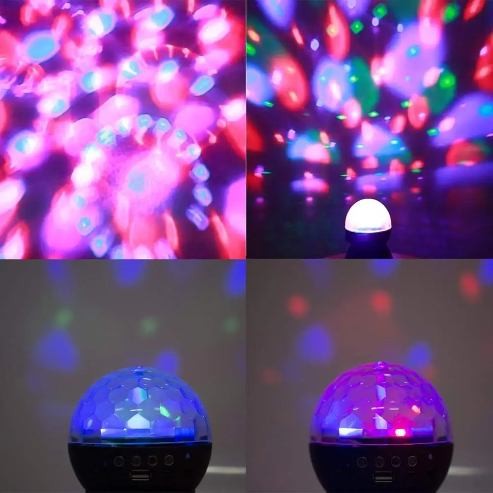 Портативный беспроводной динамик для дискотеки со встроенным хрустальным шариком и цветным светодиодным сценическим