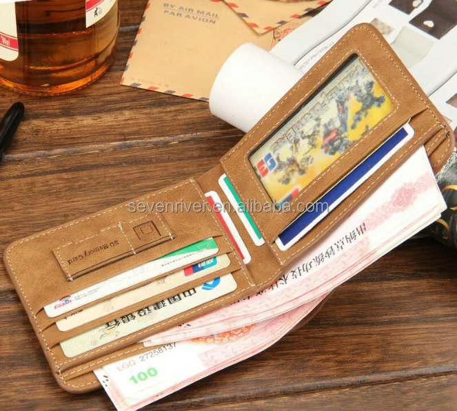 Wholesale Cheap Multipurpose Vintage PU Leather Wallet Men