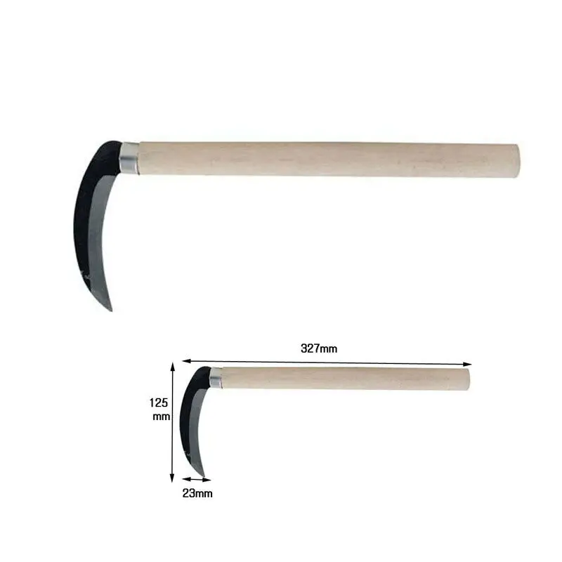 
Multifunctional agricultural outdoor garden Steel Grass Tooth Sickle with Wooden Handle 