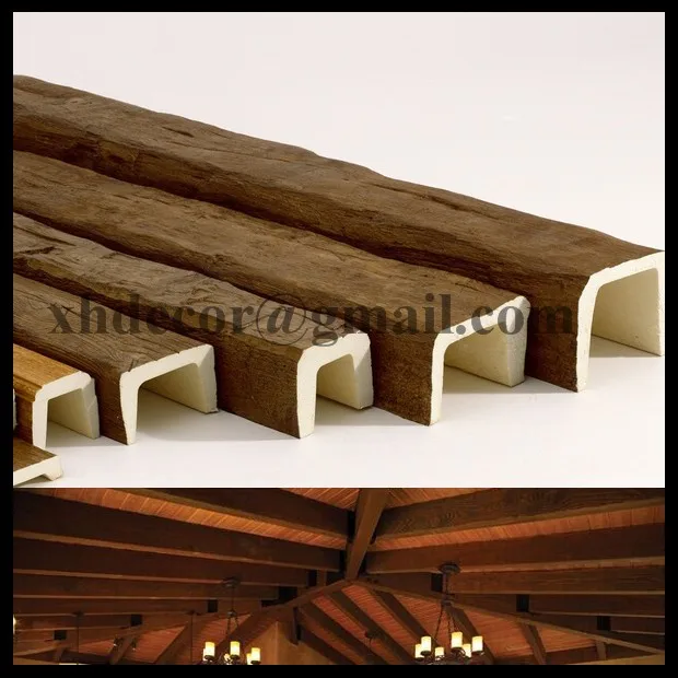 
#KU-0003S polyurethane U shape lowes light weight for interior and exterior ceiling decoration faux wood beams 