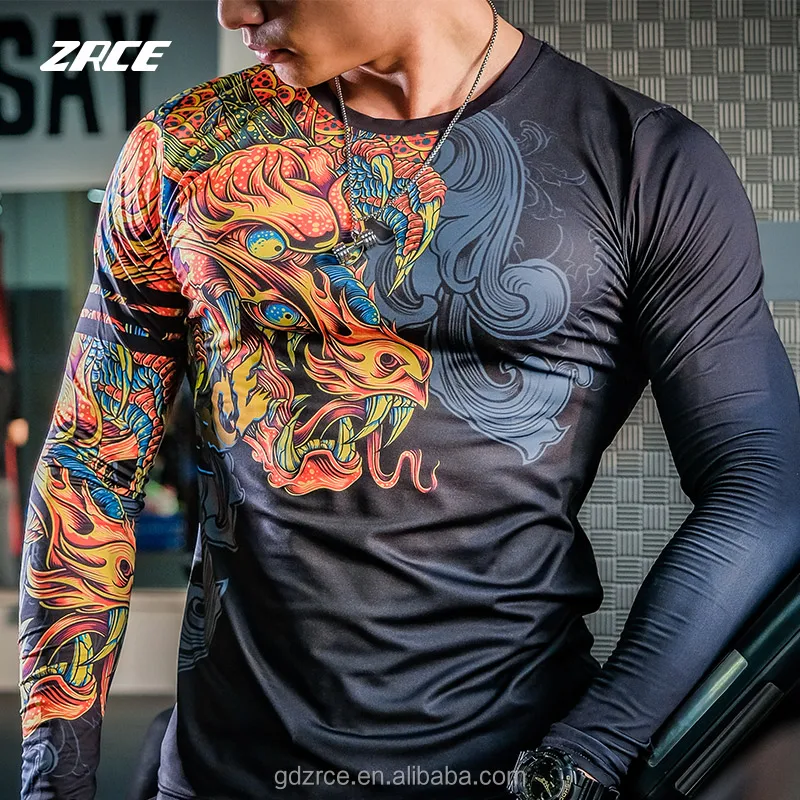 
ZRCE Brand T Shirt Men 3d Printed Chinese Style Dragon Compression Shirts Fashion Casual Party Clothing Men Plus Fitness T-shirt 