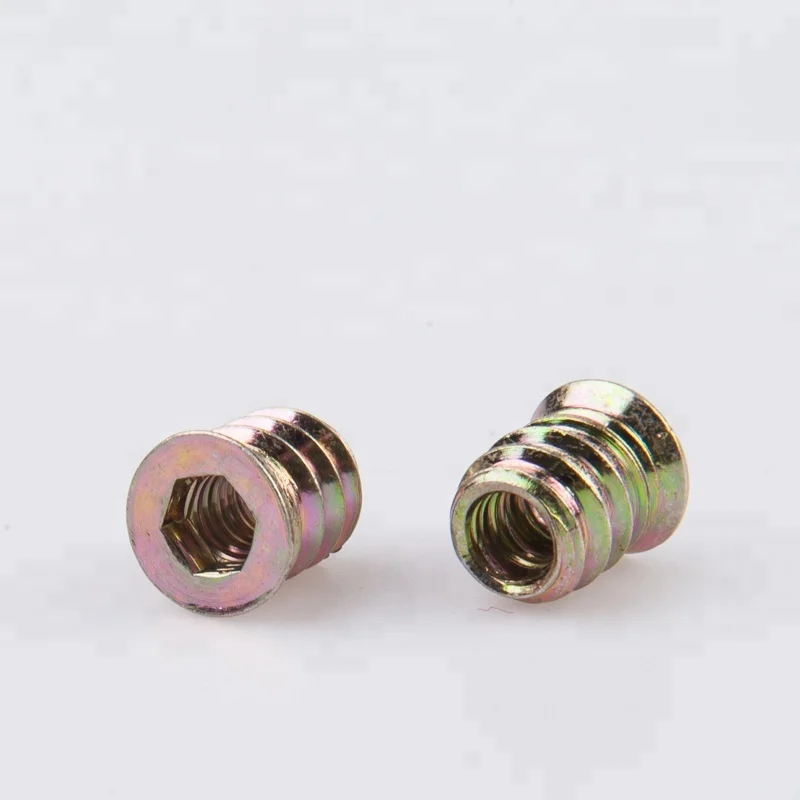 Zinc Plate Barrel Hex Socket  Insert Nut For Wooden Furniture