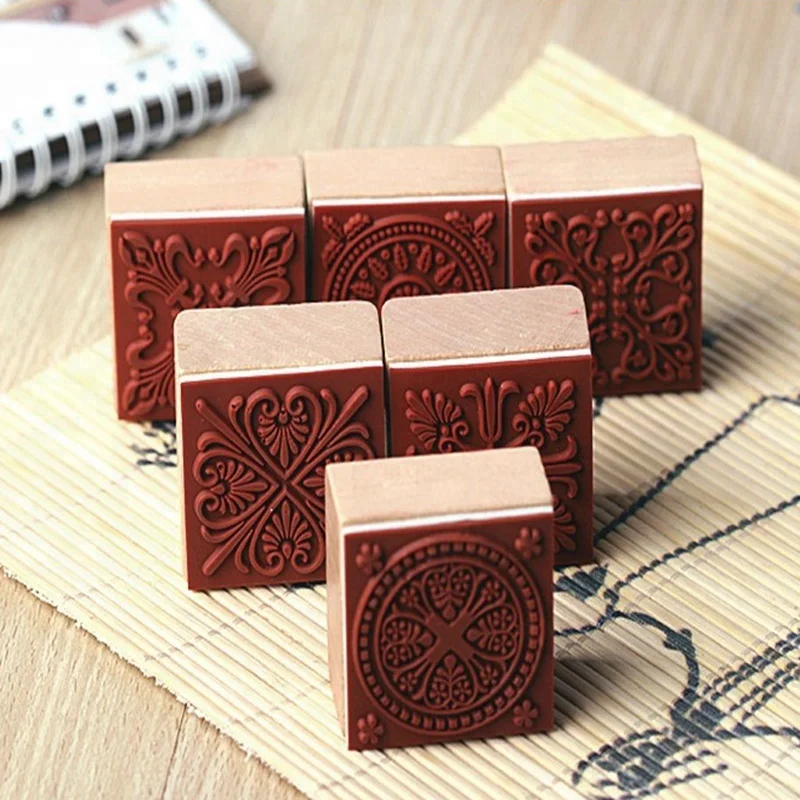 Vintage Pattern Wooden Rubber Stamp