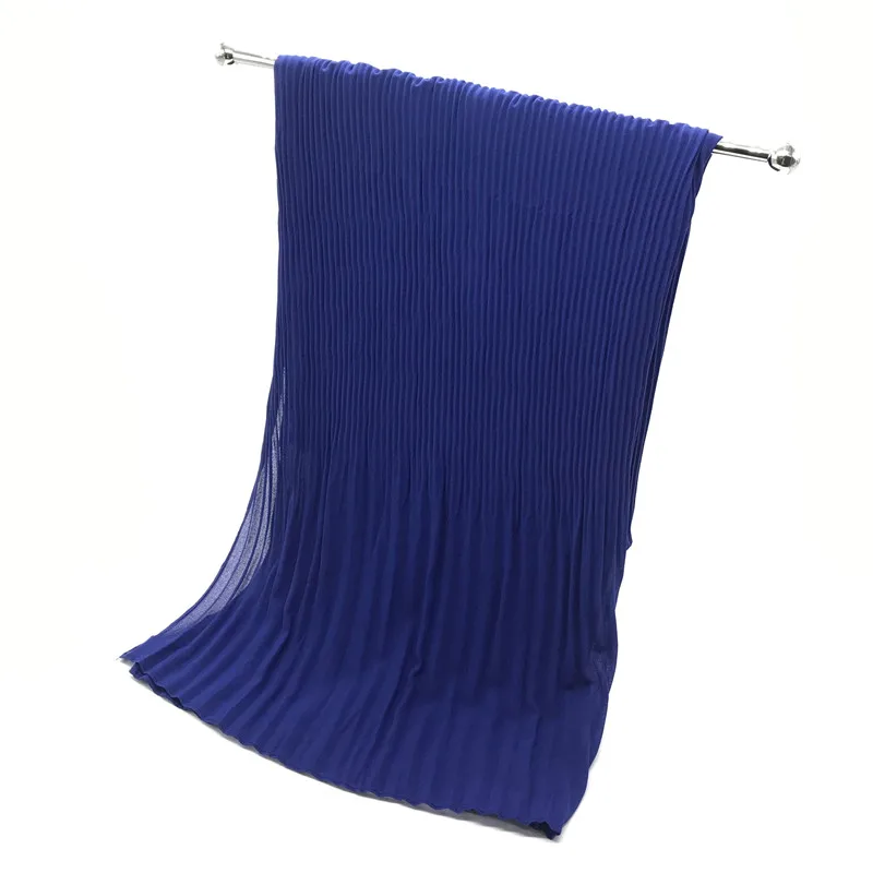 Оптовая продажа, Женский хиджаб, мусульманская однотонная плиссированная шаль, Летний шифоновый шарф