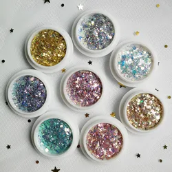 Hot sale nail art mixed hologram 8colors nail art mixed glitter decoration