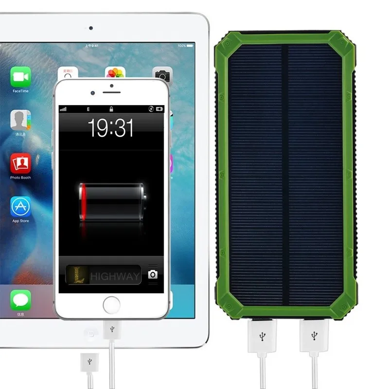 PowerGreen Chinese Suppliers OEM / ODM Solar Powerbank With 2 USB Ports Power Bank 15000 mah solar charger