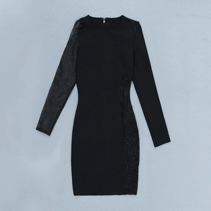 2019 Summer New Collection Long Sleeve Slim Fit Rhinestone sexy party dress club dress Bandage Evening Dress