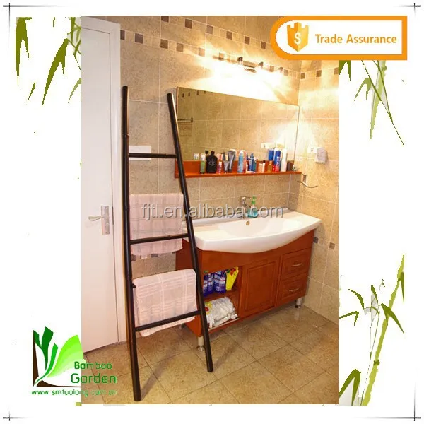 Напольная Бамбуковая вешалка для полотенец в форме лестницы для ванной комнаты