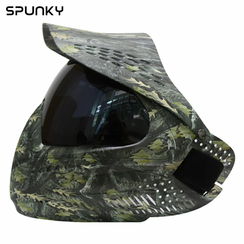 Colorful Full Face Coverage Paintball Mask with Double Lens Goggle Watercolor Series