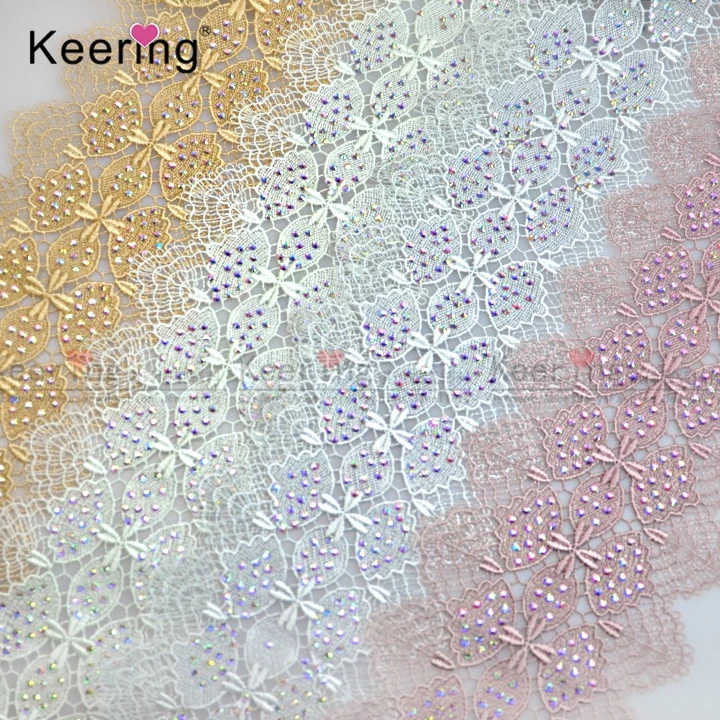 New design China Wholesale Decorative  Chemical Lace trim with ironning-on stone WLC-724