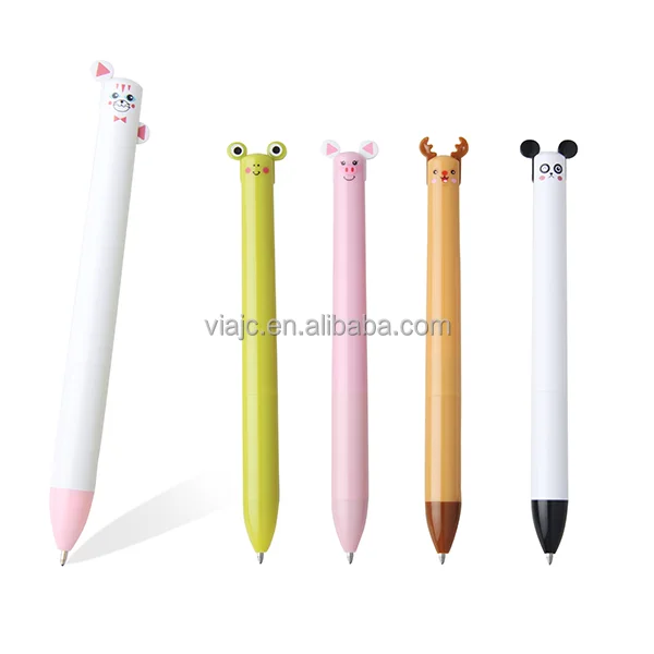 Cute cartoon character ball pen with two different color refills