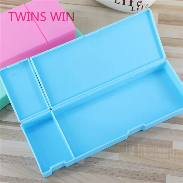 Promotional gift stationery wholesale taobao Hot Sale Custom Printed kawaii plastic pure color rectangle pencil case 860