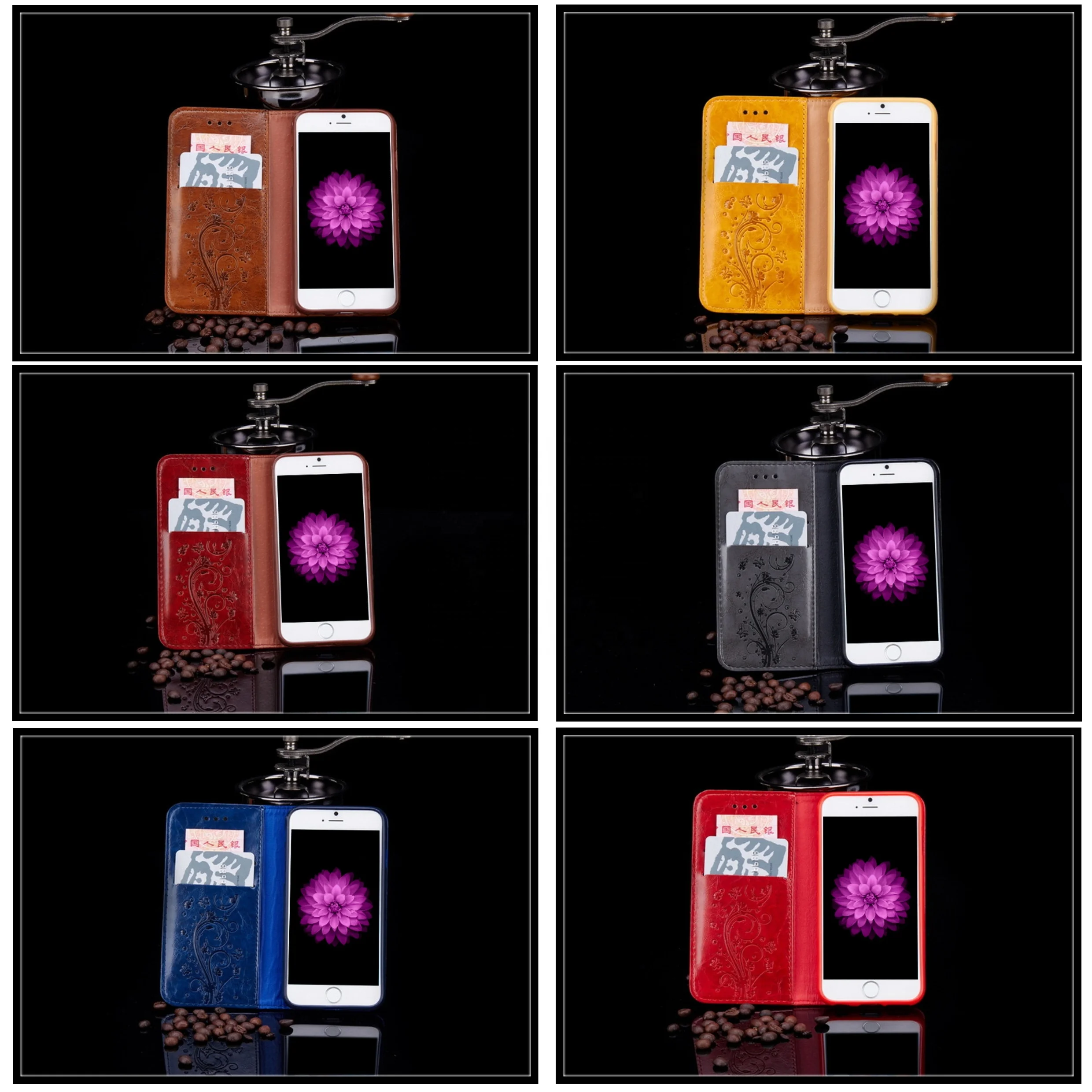 9 Color PU Flip Leather Wallet Mobile Phone Case With Card Slot for iPhone 4/5/6/7/8/X/XR/X Max for Samsung Galaxy S3/4/5/6/78/9